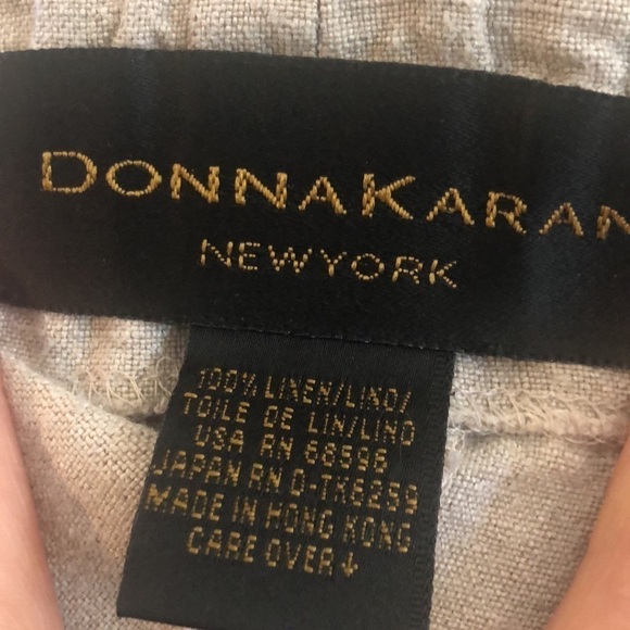 Donna Karan Drawstring 100% Linen Lounge Pants M Tan Minimalist Cottagecore - Picture 3 of 4
